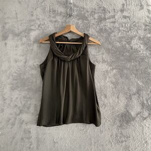 Talbots Established 1947 8 Petite Olive Green Twisted Braid Neckline Classic